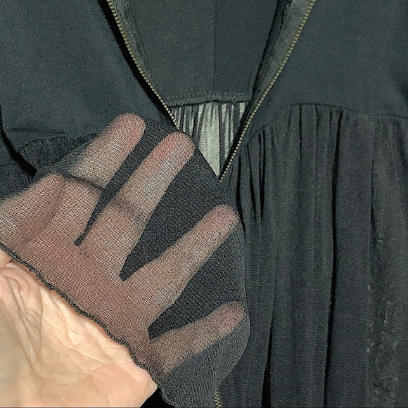 WOOXOOM Paris Black Zip Front Witchy Goth Whimsigoth Grunge Mixed Media Size 14 - Picture 13 of 16
